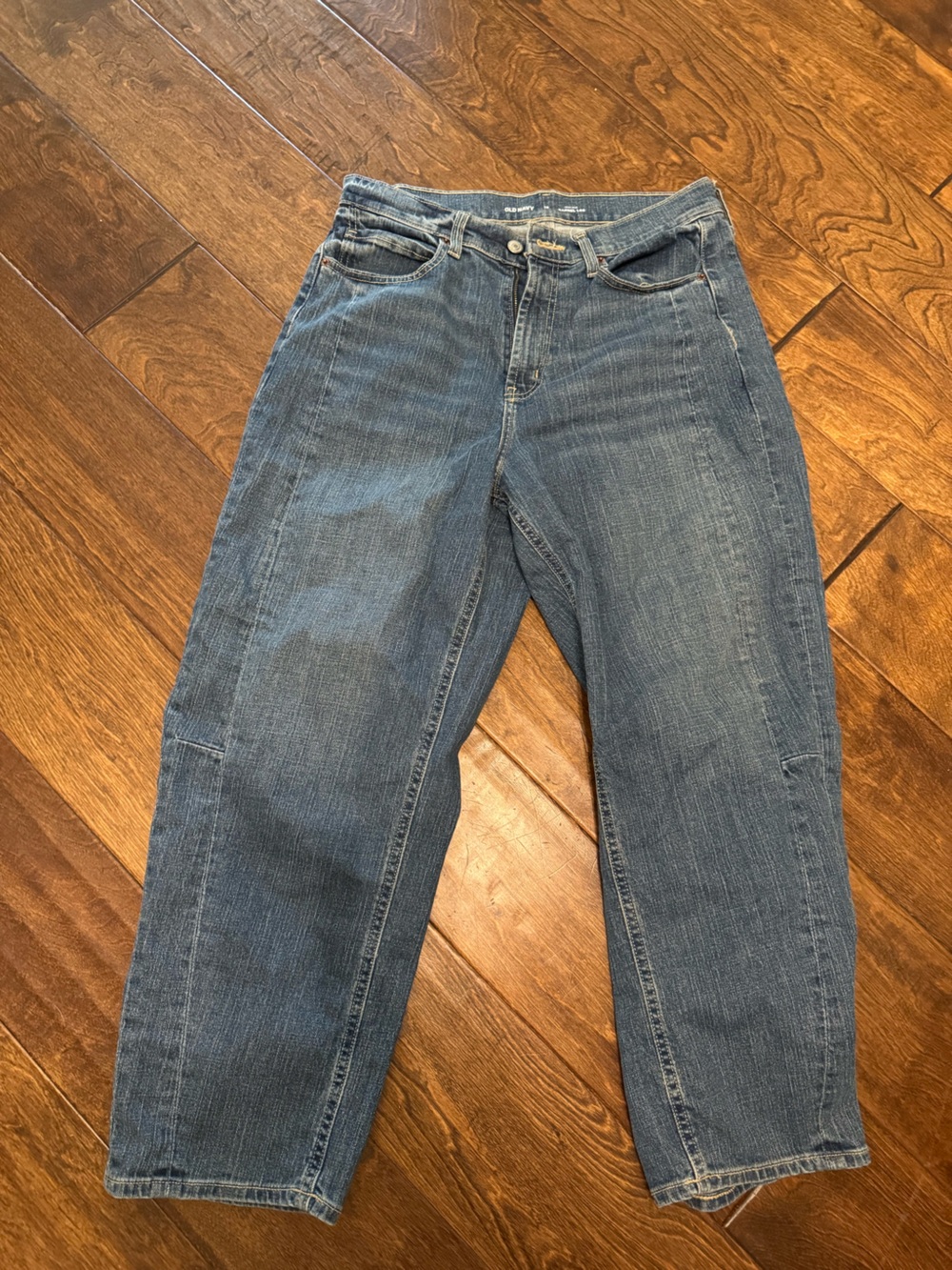 Old Navy Women's Barrel Jeans - Medium Blue Denim